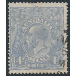 AUSTRALIA - 1922 4d blue KGV, ‘break at UL’ [2L7], used – ACSC # 112C(2)d