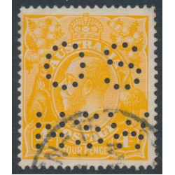 AUSTRALIA - 1915 4d orange [aniline] KGV, perf. OS NSW, used – ACSC # 110Ab