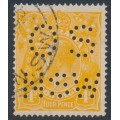 AUSTRALIA - 1915 4d yellow-orange [aniline] KGV, perf. OS NSW, used – ACSC # 110Bb