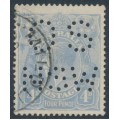 AUSTRALIA - 1922 4d pale milky blue KGV, perf. OS NSW, used – ACSC # 112Db