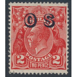 AUSTRALIA - 1932 2d red KGV, SM watermark, perf. 13½:12½, o/p OS, CTO – ACSC # 102A(OS)w