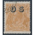AUSTRALIA - 1932 5d brown KGV, CofA watermark, o/p OS, CTO – ACSC # 127A(OS)w