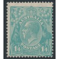 AUSTRALIA - 1928 1/4 turquoise-blue KGV, SM watermark, p.13½:12½, MH – ACSC # 130B