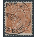 AUSTRALIA - 1915 5d chestnut KGV, line perf., thin paper, used – ACSC # 122Aaa