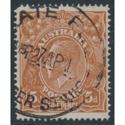 AUSTRALIA - 1915 5d chestnut KGV, line perf., thin paper, used – ACSC # 122Aaa