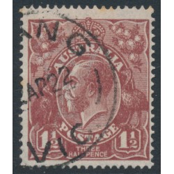 AUSTRALIA - 1922 1½d bright red-brown KGV, 'scratch in front of face' [12L9], used – ACSC # 87A(12)d