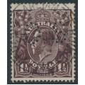 AUSTRALIA - 1918 1½d purple-black KGV, inverted watermark, perf. OS, used – ACSC # 83Ba+b