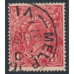 AUSTRALIA - 1924 1½d red KGV, no watermark, 'flaws around AUS' [18R42], used – ACSC # 90A(18)s