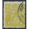 AUSTRALIA - 1924 4d olive KGV, single watermark, coarse paper, used – ACSC # 114Baa