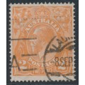 AUSTRALIA - 1920 2d orange KGV, single watermark, on thin paper, used – ACSC # 95A