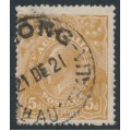 AUSTRALIA - 1917 5d brown KGV, 'broken crown top' [1L30], used – ACSC # 123El