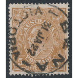 AUSTRALIA - 1917 5d brown KGV, 'damaged SW corner' [1R42], used – ACSC # 123Cvb