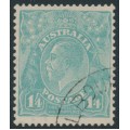 AUSTRALIA - 1932 1/4 blue KGV, CofA watermark, 'flattened crown', CTO – ACSC # 131Af+w