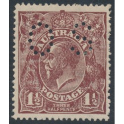 AUSTRALIA - 1919 1½d brown KGV, LM watermark, perf. OS, MH – ACSC # 86Bba