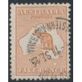 AUSTRALIA - 1913 5d chestnut Kangaroo, 1st watermark, used – ACSC # 16A