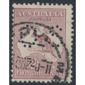 AUSTRALIA - 1924 2/- pale reddish maroon Kangaroo, 3rd watermark, perf. OS, used – ACSC # 38Cba