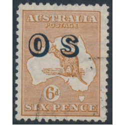 AUSTRALIA - 1932 6d chestnut Kangaroo, CofA watermark, o/p OS, CTO – ACSC # 23A(OS)w