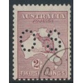 AUSTRALIA - 1924 2/- maroon Kangaroo, 3rd watermark, perf. OS, CTO – ACSC # 38Awc