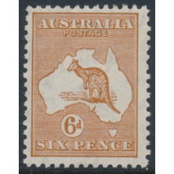 AUSTRALIA - 1932 6d chestnut Kangaroo, CofA watermark, MH – ACSC # 23A