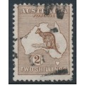 AUSTRALIA - 1913 2/- deep brown Kangaroo, 1st watermark, used – ACSC # 35B