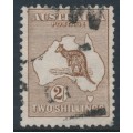 AUSTRALIA - 1913 2/- brown Kangaroo, 1st watermark, used – ACSC # 35A