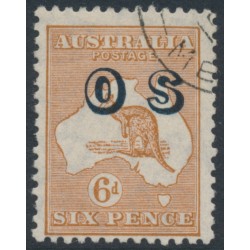 AUSTRALIA - 1932 6d chestnut Kangaroo, CofA watermark, o/p OS, CTO – ACSC # 23A(OS)w