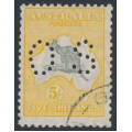 AUSTRALIA - 1929 5/- grey/yellow-orange Kangaroo, SM watermark, perf. OS, CTO – ACSC # 45Awb