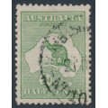 AUSTRALIA - 1913 ½d green Kangaroo, inverted 1st watermark, used – ACSC # 1Aa