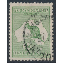 AUSTRALIA - 1913 ½d green Kangaroo, inverted 1st watermark, used – ACSC # 1Aa