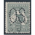 AUSTRALIA - 1913 2d slate Kangaroo, 1st watermark, perf. large OS, used – ACSC # 5Dbb