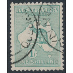 AUSTRALIA - 1915 1/- green Kangaroo, 2nd watermark, used – ACSC # 31A