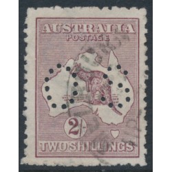 AUSTRALIA - 1924 2/- pale maroon Kangaroo, 3rd watermark, perf. OS, used – ACSC # 38Aba