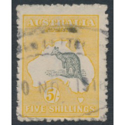 AUSTRALIA - 1915 5/- grey/yellow Kangaroo, 2nd watermark, used – ACSC # 43A