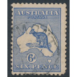 AUSTRALIA - 1915 6d ultramarine Kangaroo, die II, 3rd watermark inverted, used – ACSC # 19Aa