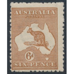 AUSTRALIA - 1923 6d chestnut Kangaroo, 3rd watermark, 'broken leg on 'Roo', MH – ACSC # 21A(3)d