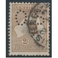 AUSTRALIA - 1913 2/- brown Kangaroo, 1st watermark, perf. small OS, used – ACSC # 35Abb