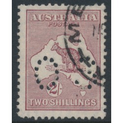 AUSTRALIA - 1929 2/- maroon Kangaroo, SM watermark, perf. OS, used – ACSC # 39Ab