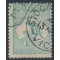AUSTRALIA - 1916 1/- blue-green [aniline] Kangaroo, die II, 3rd watermark, used – ACSC # 32E
