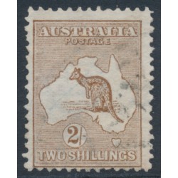 AUSTRALIA - 1913 2/- brown Kangaroo, 1st watermark, used – ACSC # 35A