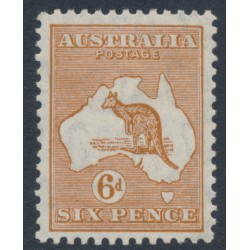 AUSTRALIA - 1932 6d chestnut Kangaroo, CofA watermark, MH – ACSC # 23A