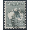 AUSTRALIA - 1913 2d very deep grey Kangaroo, 1st watermark, T-perfin, used – ACSC # 5C