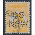 AUSTRALIA - 1913 4d orange Kangaroo, 1st watermark, perf. OS NSW, used – ACSC # 15Abb