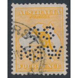 AUSTRALIA - 1913 4d orange Kangaroo, 1st watermark, perf. OS NSW, used – ACSC # 15Abb