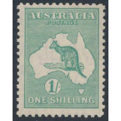 AUSTRALIA - 1929 1/- emerald Kangaroo, SM watermark, MH – ACSC # 34C
