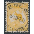 AUSTRALIA - 1913 4d yellow-orange Kangaroo, 1st watermark, used – ACSC # 15F