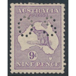 AUSTRALIA - 1913 9d pale violet Kangaroo, 1st watermark, perf. small OS, MH – ACSC # 24Bbb