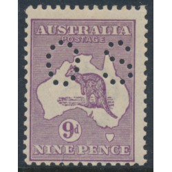 AUSTRALIA - 1916 9d violet Kangaroo, die II, 3rd watermark, perf. OS, MH – ACSC # 26Aba