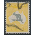 AUSTRALIA - 1918 5/- grey/chrome Kangaroo, 3rd watermark, ‘short Spencer’s Gulf’ [R60], used – ACSC # 44A(D)j