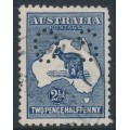 AUSTRALIA - 1913 2½d indigo Kangaroo, 1st watermark, perf. small OS, used – ACSC # 9Abb