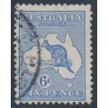 AUSTRALIA - 1913 6d ultramarine Kangaroo, 1st watermark, used – ACSC # 17A